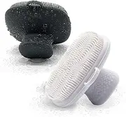 2pcs Silicone Face Scrubber Exfoliator Brush, Mini Manual Facial Cleansing Brush Pad Soft Face Cleanser for Exfoliating and Massage Pore for All Skin Types (Black+White)