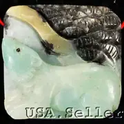 Attractive! Natural Blue Amazonite Carved Bear Pendant Bead 37x40x11mm