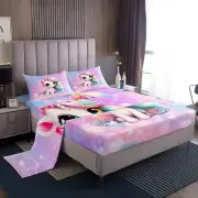 Manfei Cute Unicorn Sheet Set Queen Size, Pink Blue Glitter Princess Bedding ...