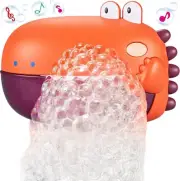 Grechi Dinosaur ORANGE Bubble Machine with Music for Bath Time Toy Fun for Kids