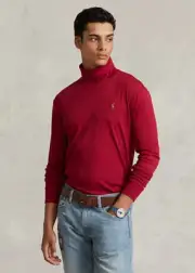 NWT Men's XL Polo Ralph Lauren Soft Classics Long Sleeve Turtleneck Bordowy Red