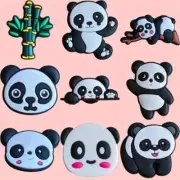 9Pcs Cartoon Panda Bamboo Series Shoes Charms For Crocs