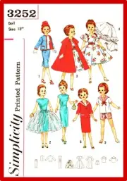 1959 Miss Revlon, Sweet Sue 18” Doll Clothes Pattern Reproduction Simp 3252