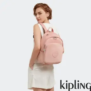 【KIPLING官方旗艦館】草莓奶茶粉上方拉鍊後背包-DELIA