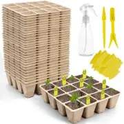 640 Cells Seed Starter Tray, 40 Pack Biodegradable Seed Starter Kit, Peat Pot...