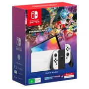 Nintendo Switch (OLED Model) Mario Kart 8 Deluxe White Console Bundle