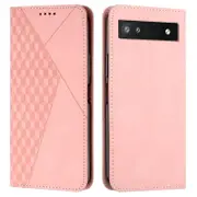 For Google Pixel 7a Imprinted Rhombus Scratch Proof PU Leather+TPU Phone Case Wallet Stand Cover
