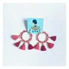 New Pink shaded Tassel beaded Thread Earrings Hoops Designer Wear Wedding Wear