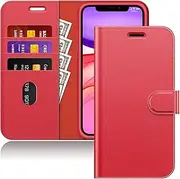 JETech Wallet Case for iPhone 11 6.1-Inch, Shockproof PU Leather Magnetic Flip Cover with Card Holder and Stand Feature (Red)