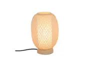 New Oriental Oval Modern Oriental Wooden Hand-Woven Bamboo Table Lamp - Natural