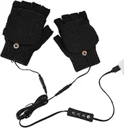 [Generic] Warming Gloves for Women,USB Thermal Gloves with Temperature Adjustment - Portable Heating Gloves Cold Weather Gear, Full and Half Hands Warmer for Skiing Riding Hiking