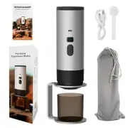 3-in-1 Portable Electric Espresso Machine,Coffee Maker with LED Display and Type-C,Automatic Heating Coffee Maker for Travel,Office and Car,Silver