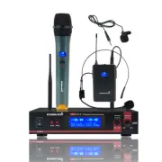 Headset Wireless UHF Microphone Lavalier Lapel W/ Handheld Microphone System Mic