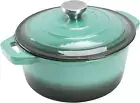 5.5 Quart Enameled Cast Iron Dutch Oven, round Enamel Dutch Ovens Pot -Teal