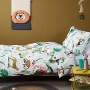 NNEDSZ Bedding House Crazy Jungle Multi Cotton Quilt Cover Set Single