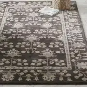 8x10 Hand Tufted Rug – Pottery Barn Style Floral Pattern Brown Carpet