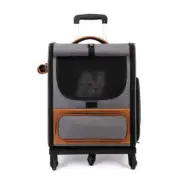 Grey Large Capacity Breathable Foldable Pet Trolley – Travel Cat Carrier with Wh