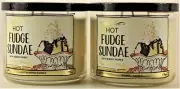 QTY 2 - Bath & Body Works HOT FUDGE SUNDAE 3-Wick 14.5 Oz Scented Candle