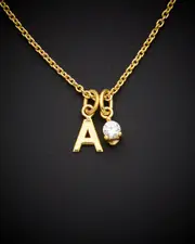 18K Italian Gold Over Silver 0.03 ct. tw. Diamond Initial Necklace