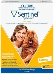 Sentinel Spectrum Tasty Chews for Medium Dogs 11 to 22Kg Yellow 6 Chews