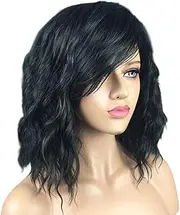 BAZPUR MART Women Wigs Curly Hairpieces Cosplay Wig with Rose Net Cap Ombre Black 38cm