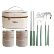 Set of 2/3/4Pcs Lunch Box Bento Box Stackable Leakproof Food Container with Lunch Bag