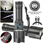 Super Bright LED Flashlight 150000 Lumen Dual Lamp Bead Rechargeable Hand Torch