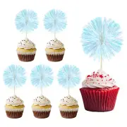 30 Pcs Firework Cupcake Toppers Sparkle Tinsel Picks White