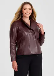 [TS] Taking Shape Leather Lottie Panel Jacket Size 20 in Merlot - Plus Size Women's Clothing Merlot