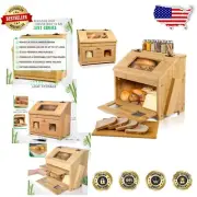 Elegant Wooden Bamboo Bread Keeper with Knife Holder & Ventilation for Freshness