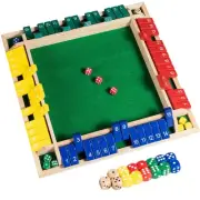 Upgraded 16.54'' Shut The Box Dice Game 4 Player-Colorful Wooden Close The Bo...