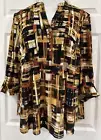 Cocomo Plus Size 1X Stretch Knit Autumn Plaid Print Tunic Blouse Top