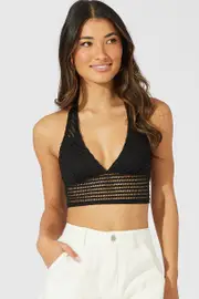 Black Top Halter - Size 14, Women's Top