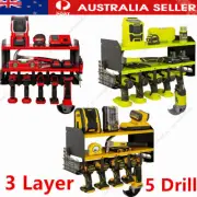Power Tool Organizer Garage Tool Battery Shelf 5 Drill Holders Tool Storage Rack
