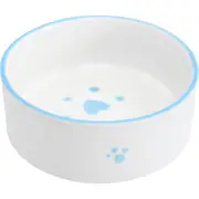 Blue Ceramic Pet Bowl - Elevated Single Feeder, 13cm