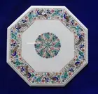 3'x3' Marble Dining Table Top Side Table Luxury Peacock Inlay Hallway Decor