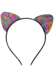 Sparkly Rainbow Sequin Cat Ears Costume Headband
