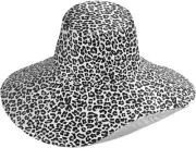 Pfrewn Womens Summer Sun Hat Wide Brim Grey White Leopard Foldable Outdoor...