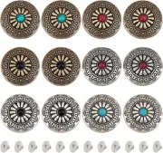 12-Piece 30mm Vintage Western Concho Buttons in 6 Colors for DIY Crafts
