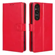 Shockproof Cover for Sony Xperia 1 V Crazy Horse Texture PU Leather Phone Wallet Stand Case