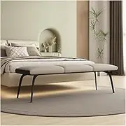 Bed End Bench Bedroom Bench Leathers Bench, Upholstered End of Bed Bench with Padded Seat and Metal Legs, Modern Indoor Bench Footrest for Entryway Living Room, Bedrooms Bedroom Bench(Gray)