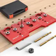 Shelf Pin Jig and Hinge Jig Two-In-One Aluminum Alloy 1/4in and 5mm Drill Bits All-Metal Cabinet Hardware Drill Guide