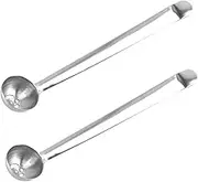 ULTECHNOVO Set of 2 Olive Spoons Steel Strainer Jar Spoons Drain Hole Serving for Olives Fruits