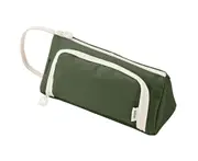 Pencil Case with Handle Smooth Zipper Polyester Compartment Design Stationery Storage Bag School Supplies -Dark Green