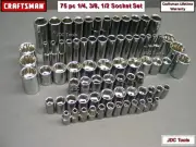 CRAFTSMAN HAND TOOLS 75pc 1/4 3/8 1/2 SAE METRIC MM Ratchet Wrench Socket Set !!