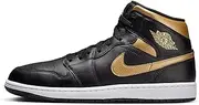 Air Jordan 1 Mid Men's Shoes (DQ8426-071, Black/White/Metallic Gold)