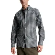 Tommy Hilfiger Men's Green Mini Tartan Soft Flex Regular-Fit Button Shirt Size S