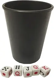 Andinus Poker Dice Set with Cup, 5 Dice for Board Games and Meeting Fun Novelty Gift