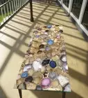 Natural Mix Agate Dining Console Table Top, Stone Geode Center Sunroom Table Top