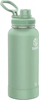 Takeya Actives Insulated Stainless Steel Water Bottle with Spout Lid, 32 Ounce, Cucumber